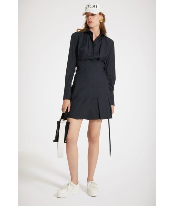 Pleated shirt dress in organic cotton la colonne vertébrale