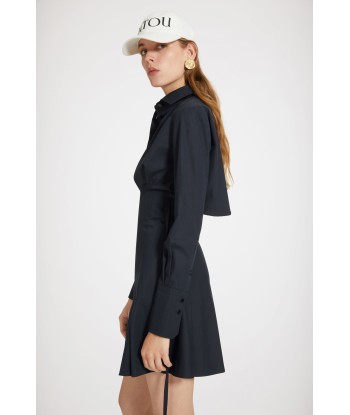 Pleated shirt dress in organic cotton la colonne vertébrale