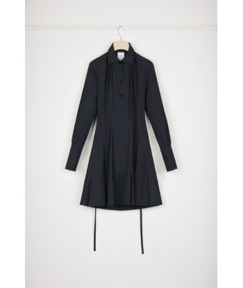 Pleated shirt dress in organic cotton la colonne vertébrale