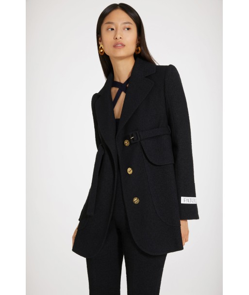 Longline belted jacket in cotton-blend tweed Economisez 