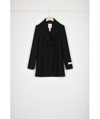 Longline belted jacket in cotton-blend tweed Economisez 